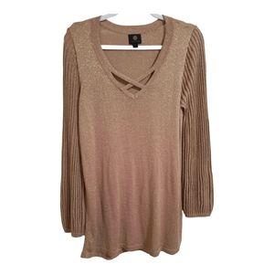 JM Collection Gold Metallic Top Sz XL